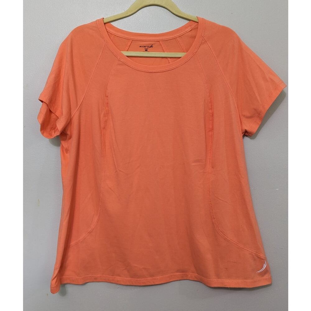 Exertek Women's Tangerine Short Sleeve Work Out Wear T Shirt Plus Size 1X